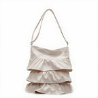 Tiered Ruffle Canvas Shoulder Bag