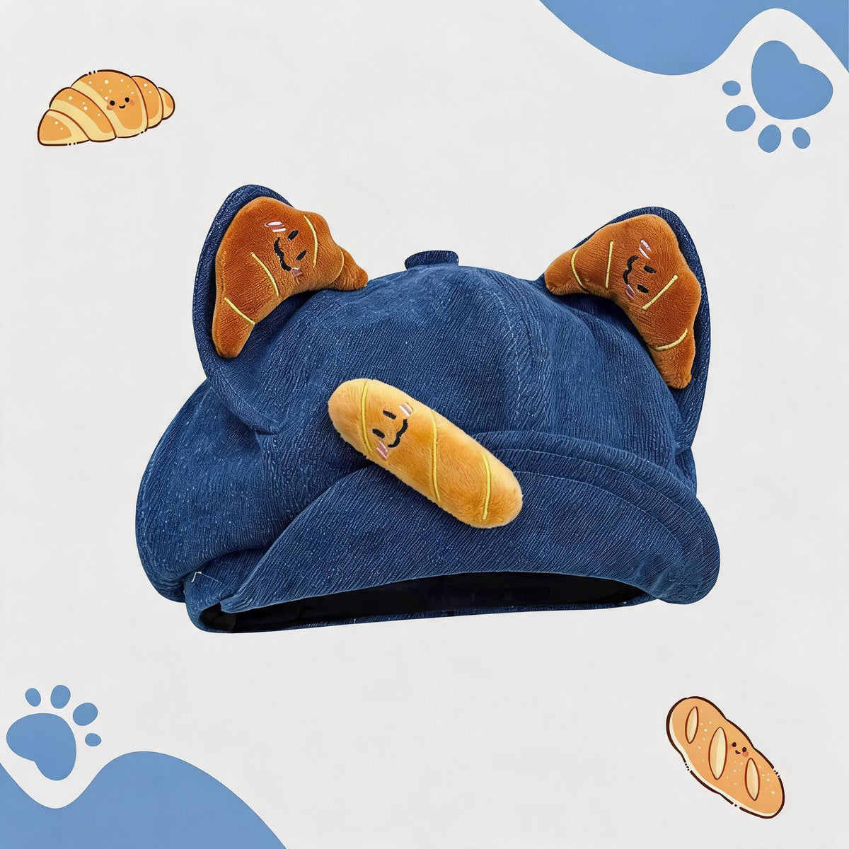 Cat Ear Denim Newsboy Cap