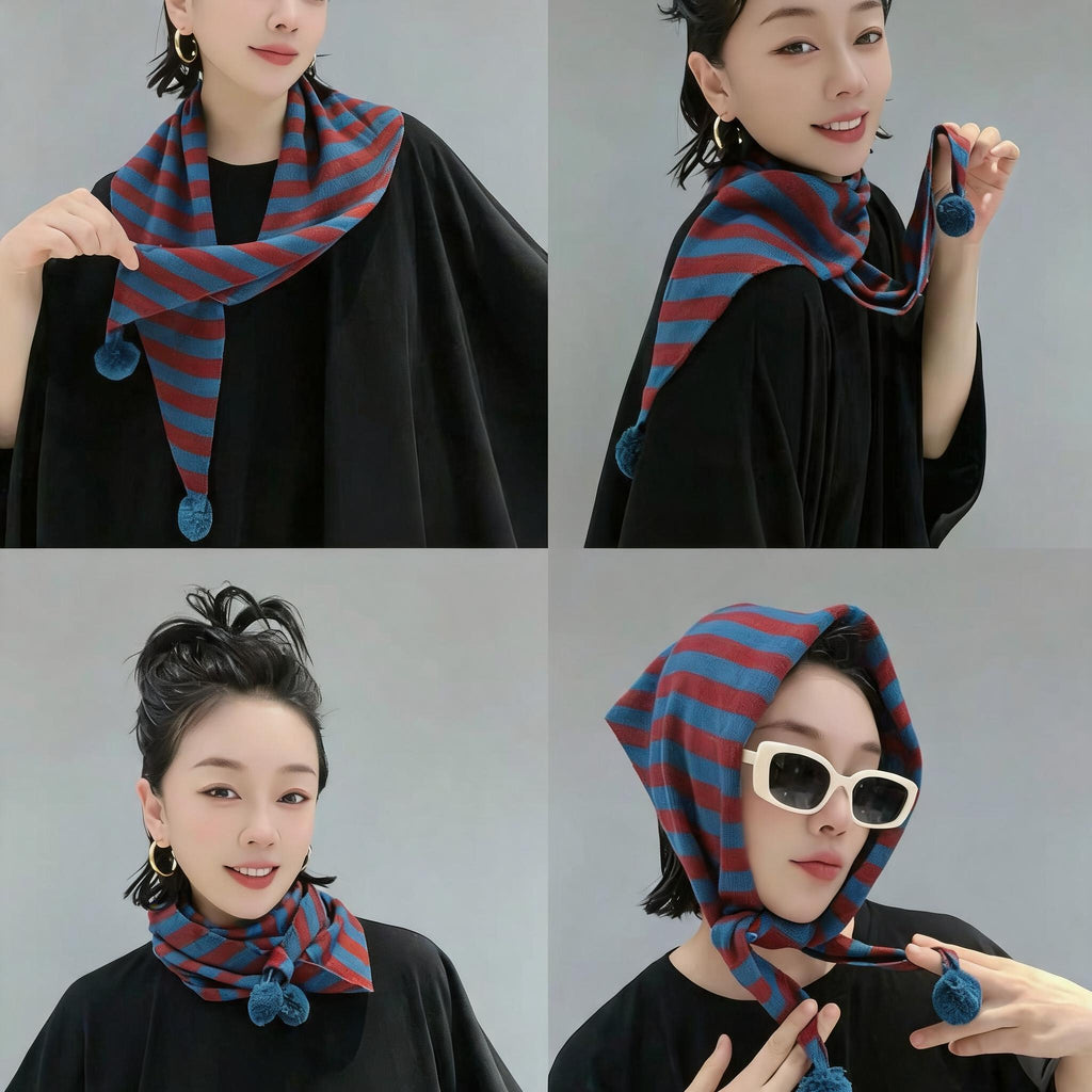 Pom Pom Knit Kerchief