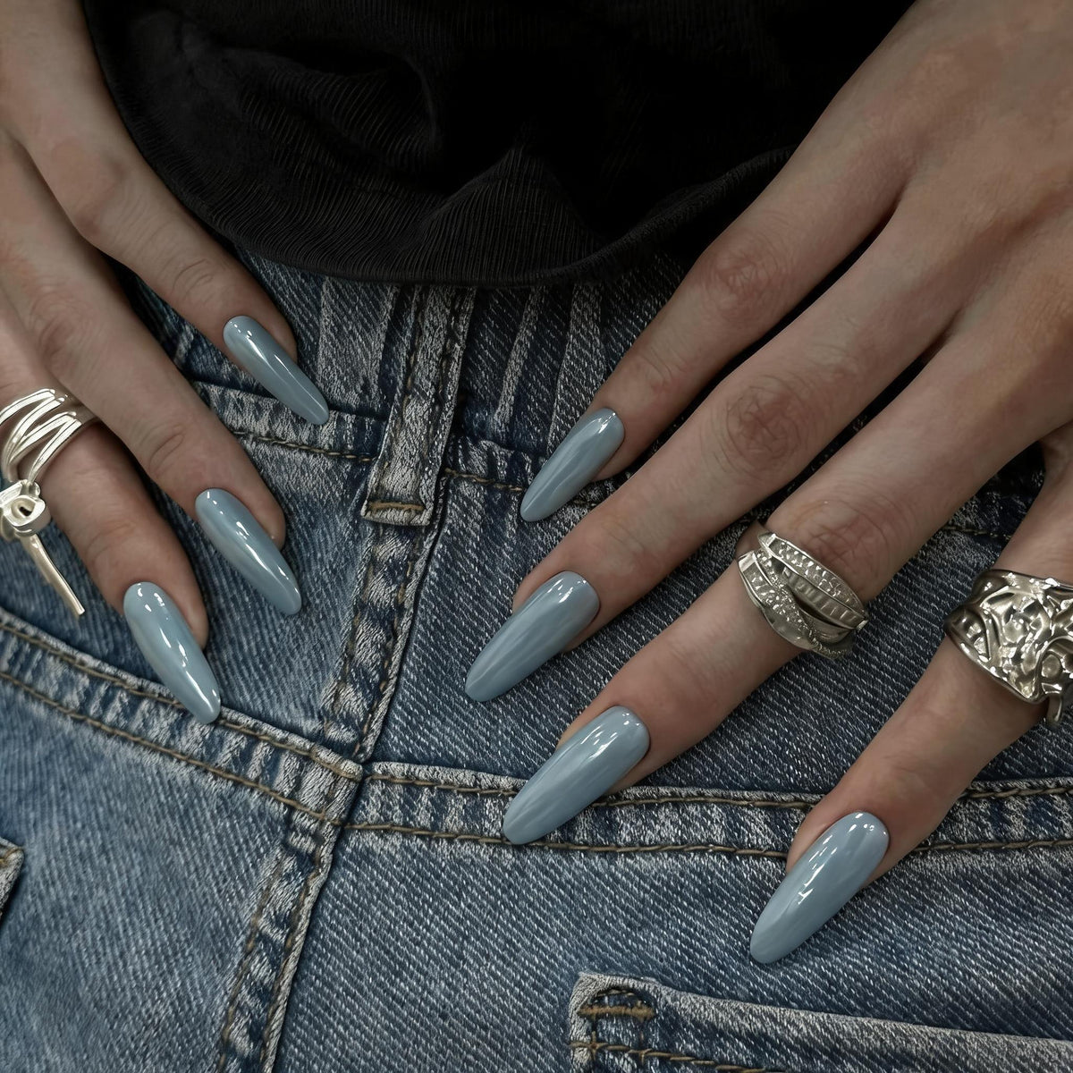 Milky Glaze Almond Press-On Nails