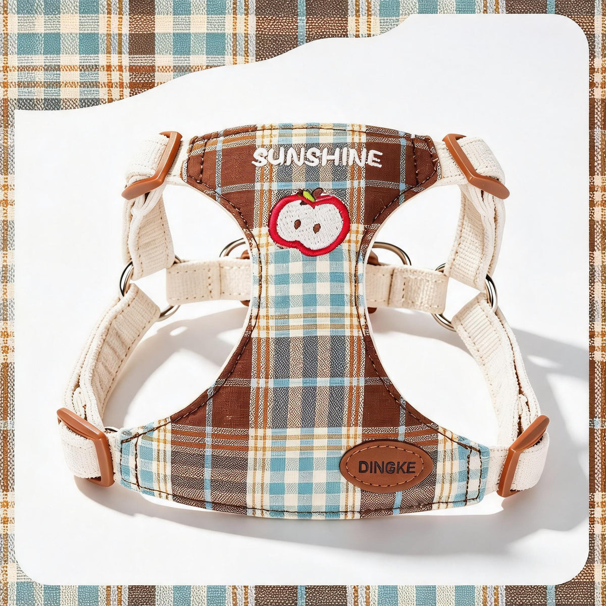 Checked Puppy Harness Lead Set