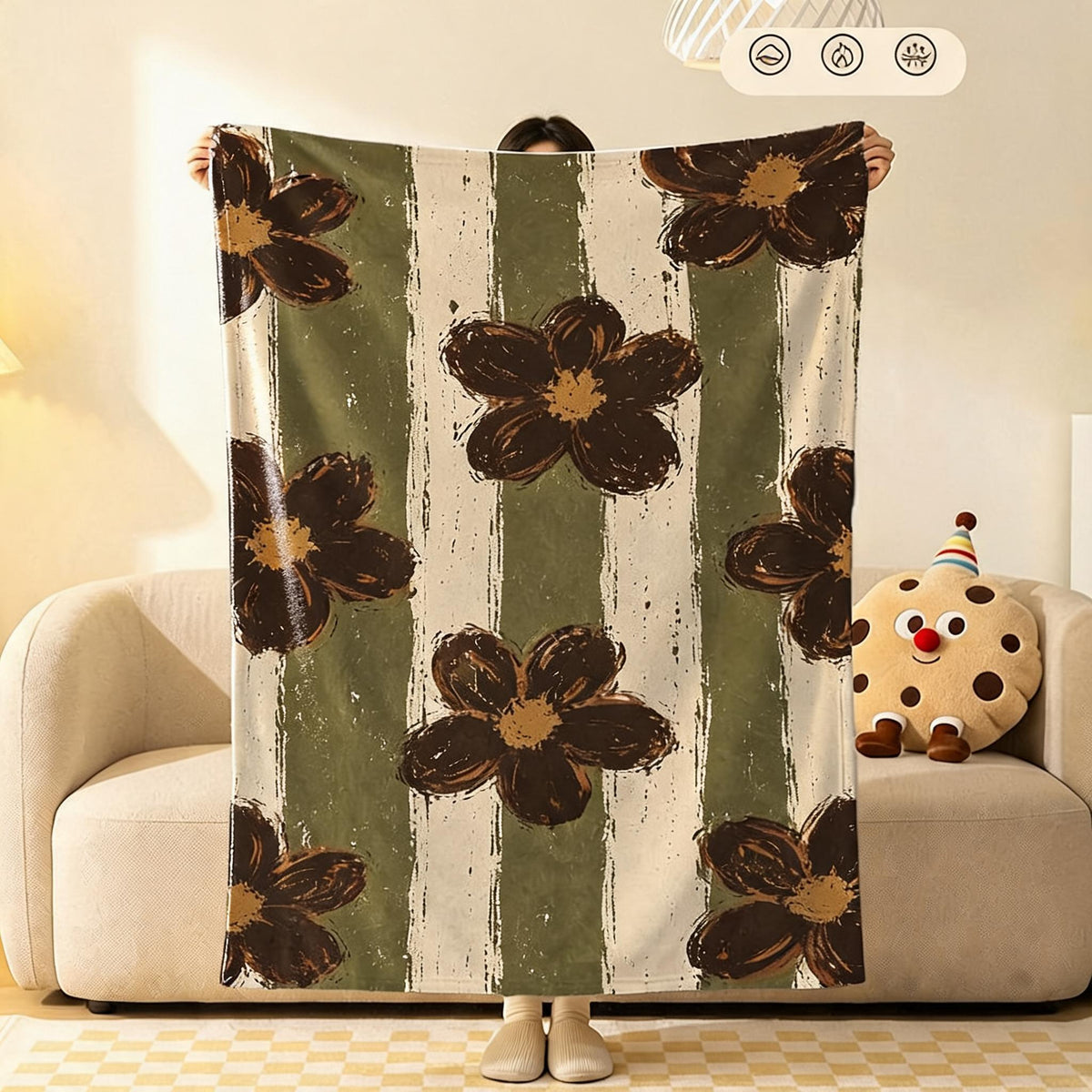 Painted Flower Flannel Throw