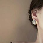 Raised Rose Dome Huggie Earrings
