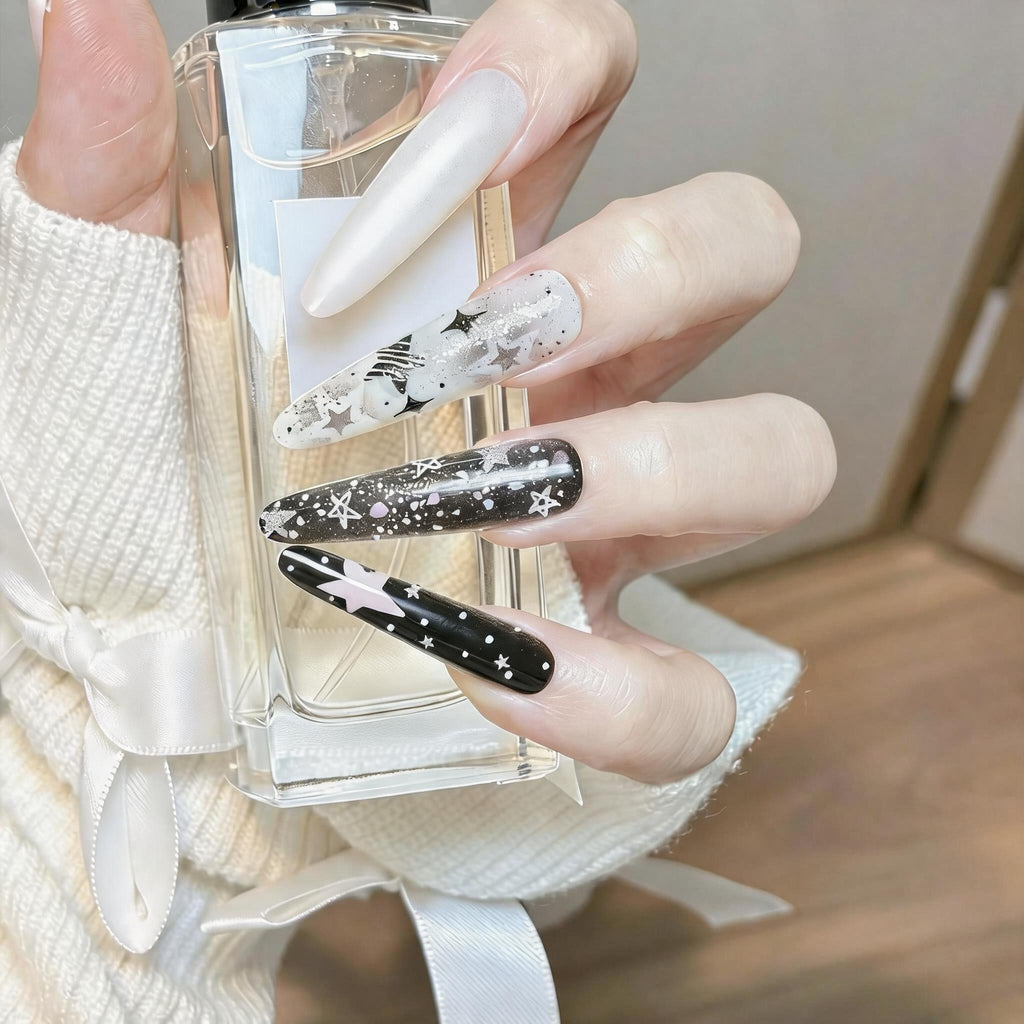 Midnight Cross Star Press-On Nails