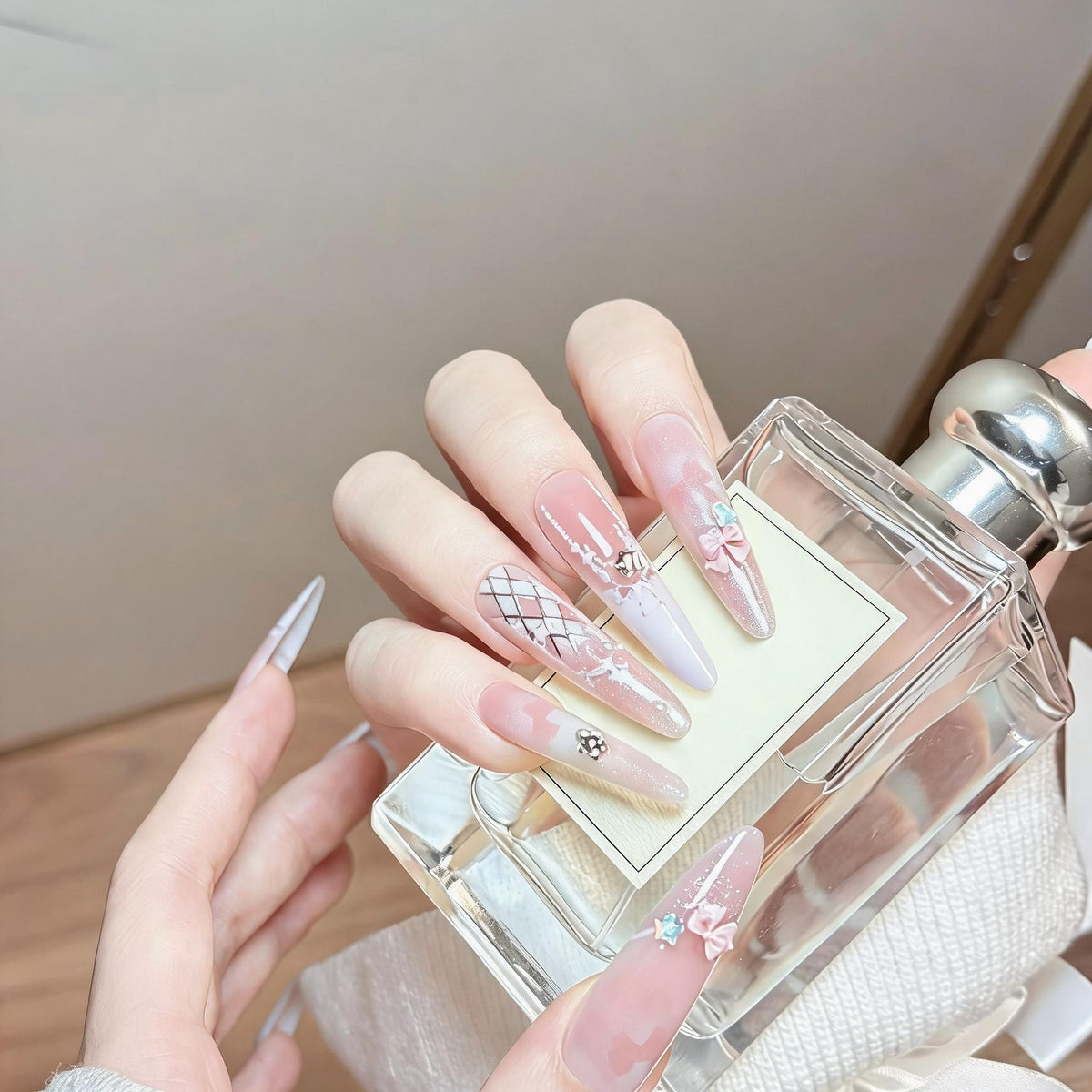 Ballet Bow Stiletto Press-On Nails