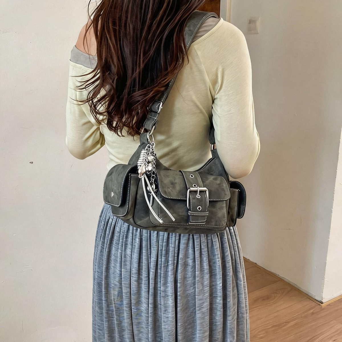 Cargo Pocket Slouchy Shoulder Bag