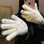 Fuzzy Polka Dot Touchscreen Gloves