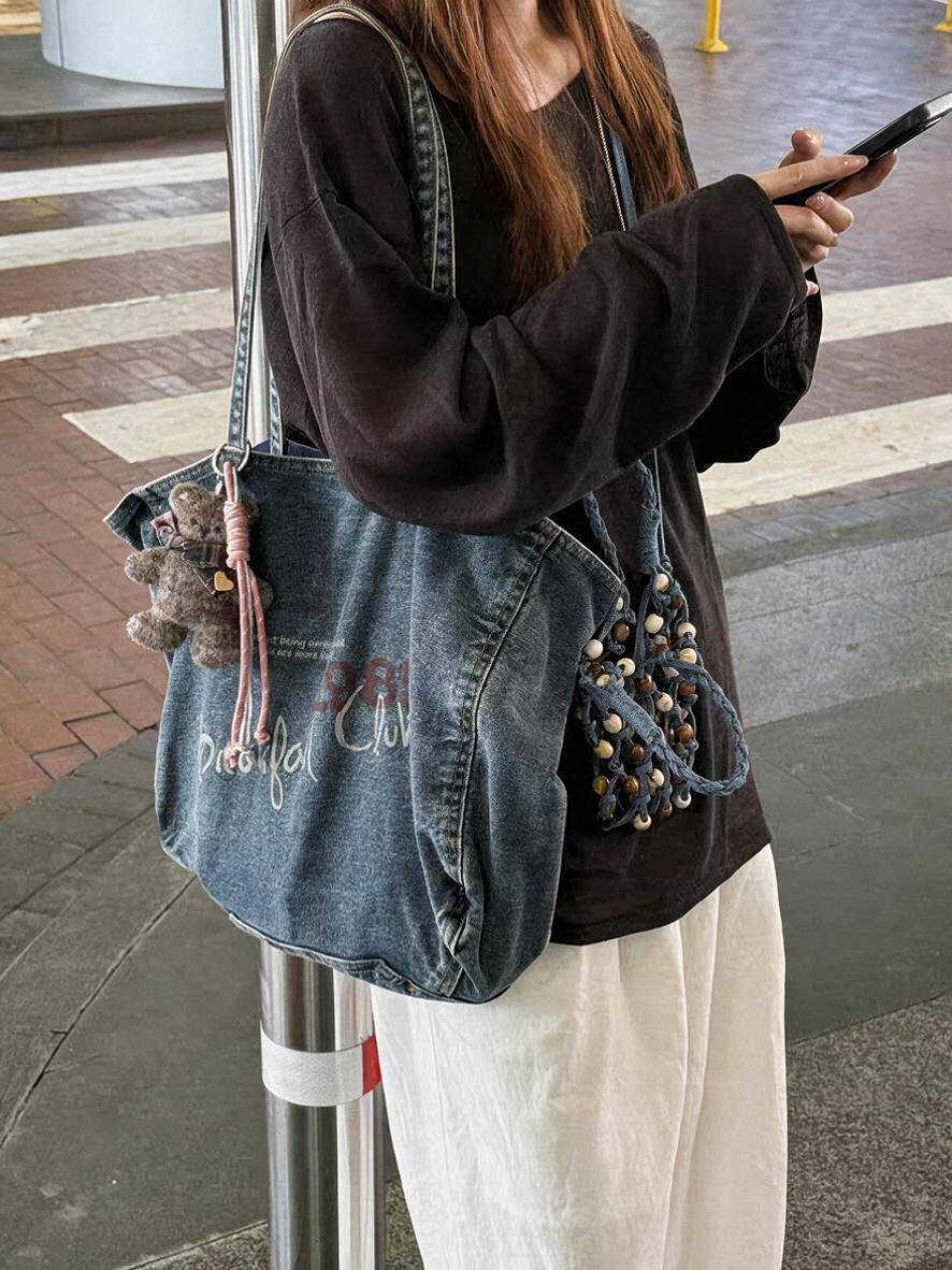 Slouchy Washed Denim Tote