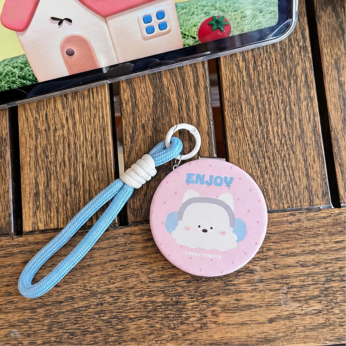 Cartoon Wrist Strap Folding Mirror