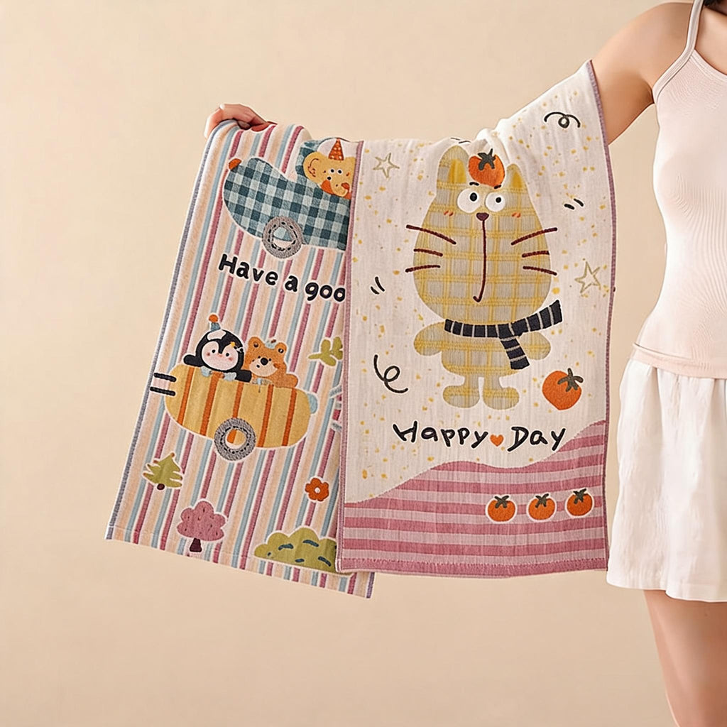 Cartoon Print Gauze Towel