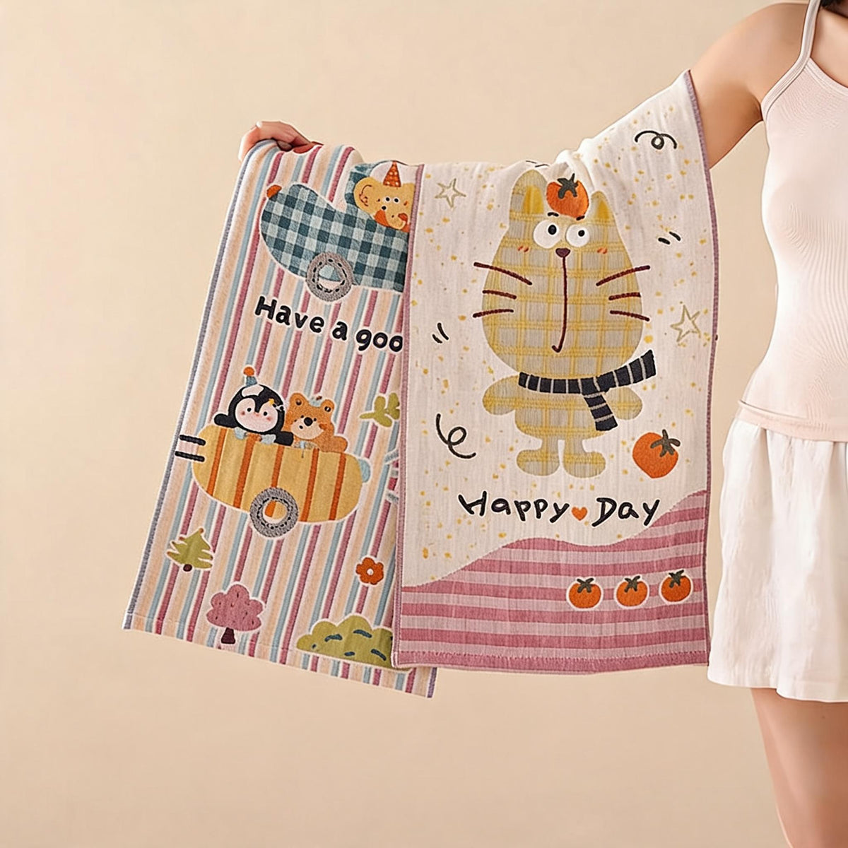 Cartoon Print Gauze Towel