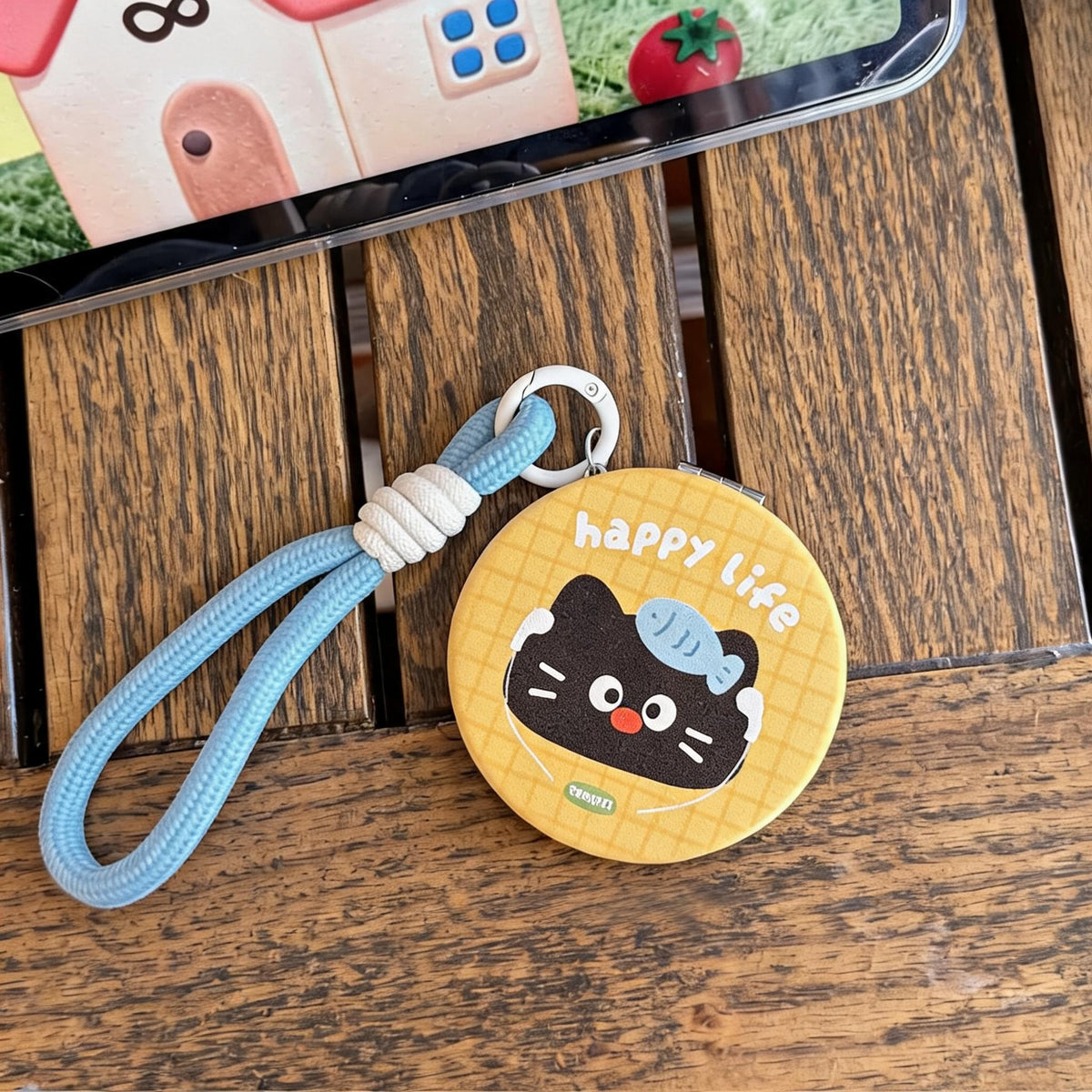 Cartoon Wrist Strap Folding Mirror