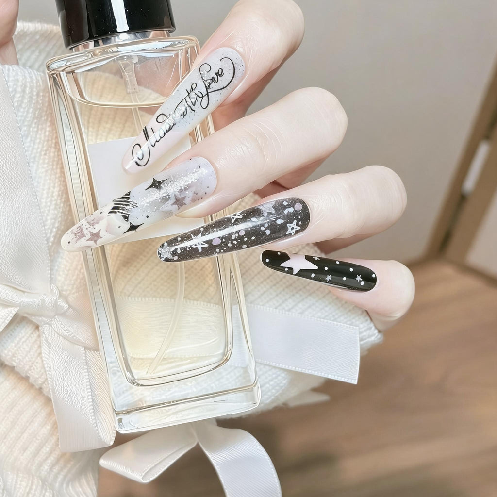Midnight Cross Star Press-On Nails