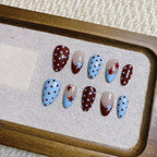Crimson Star Polka Press-on Nails