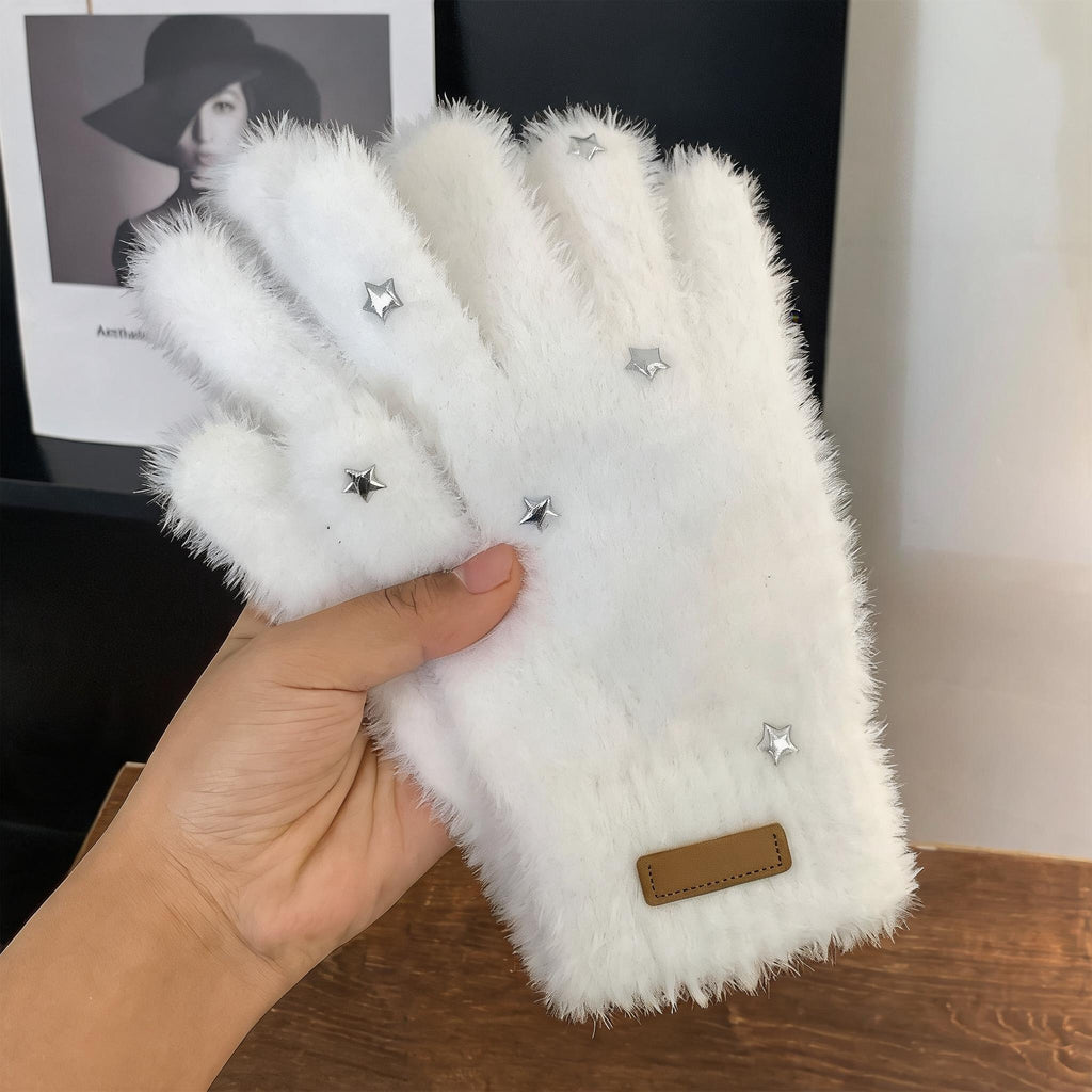 Star Studded Fluffy Gloves