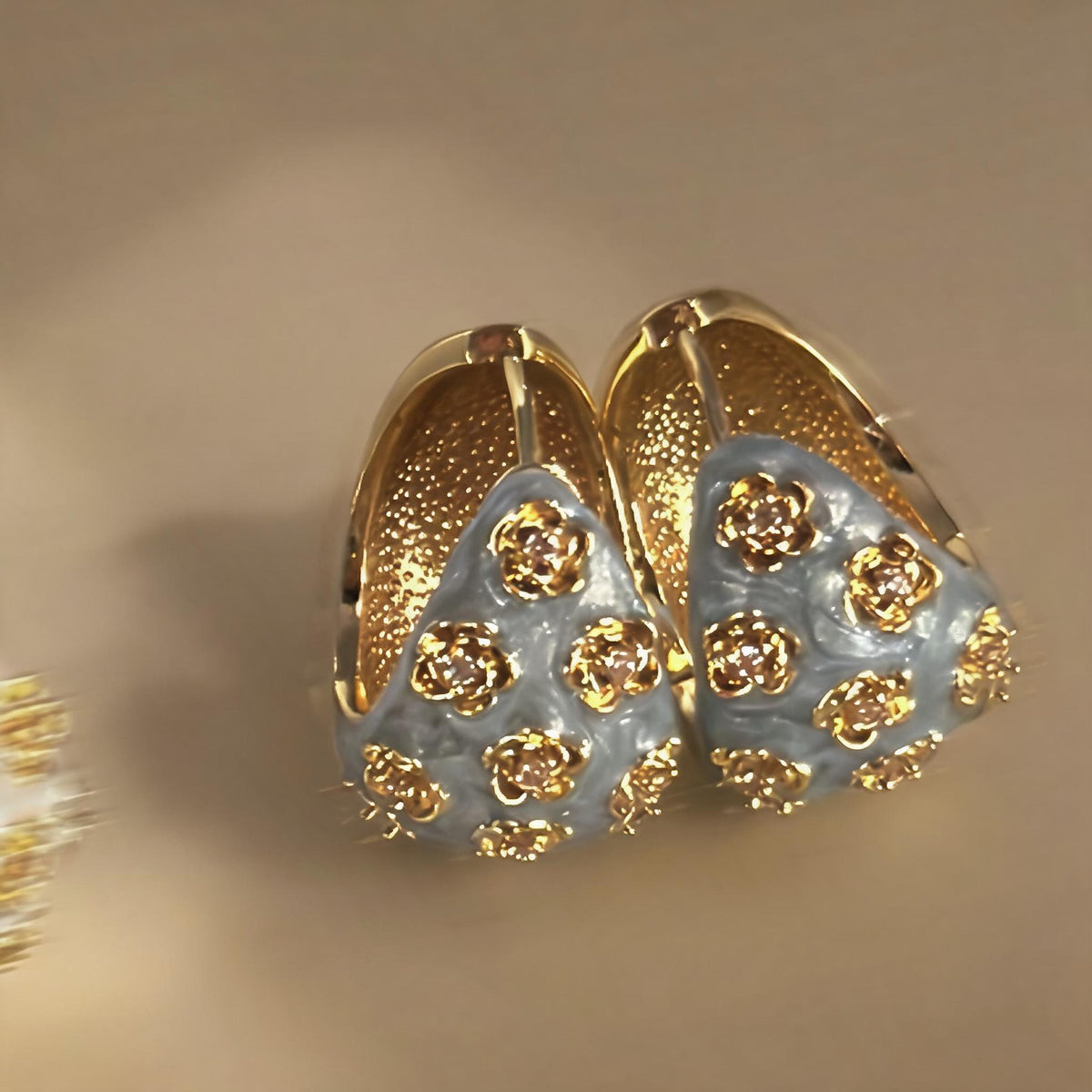 Raised Rose Dome Huggie Earrings