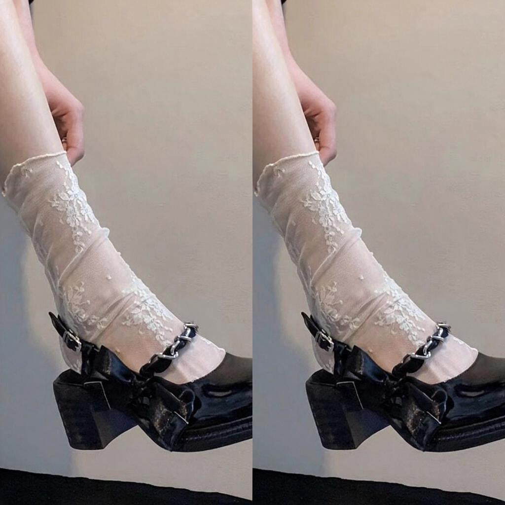 Frilled Sheer Mesh Ankle Socks