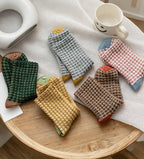 Waffle Check Contrast Toe Socks