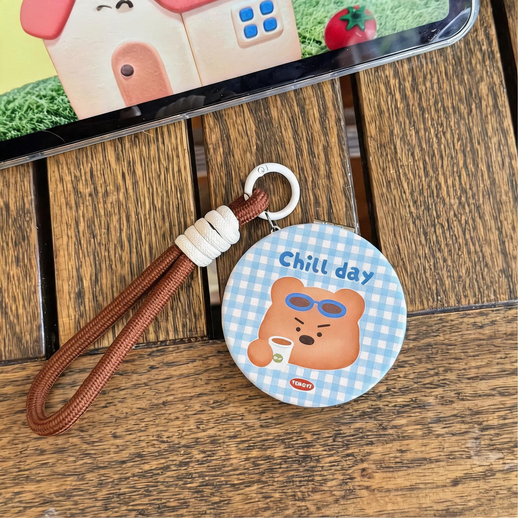 Cartoon Wrist Strap Folding Mirror