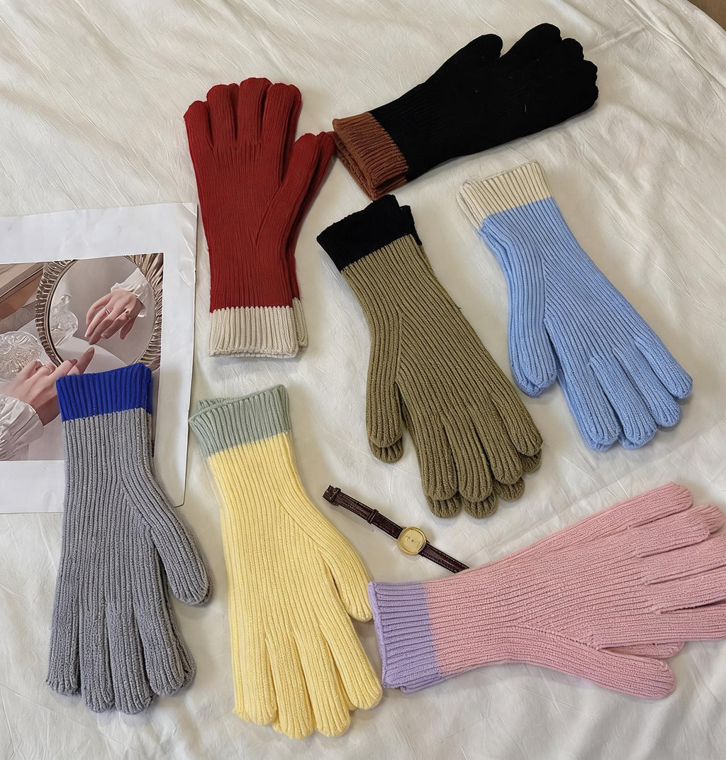 Contrast Cuff Touchscreen Gloves