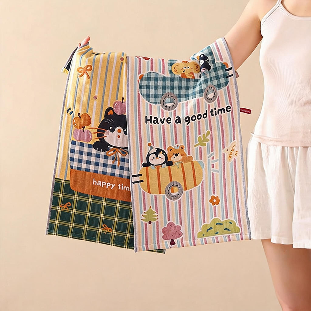 Cartoon Print Gauze Towel