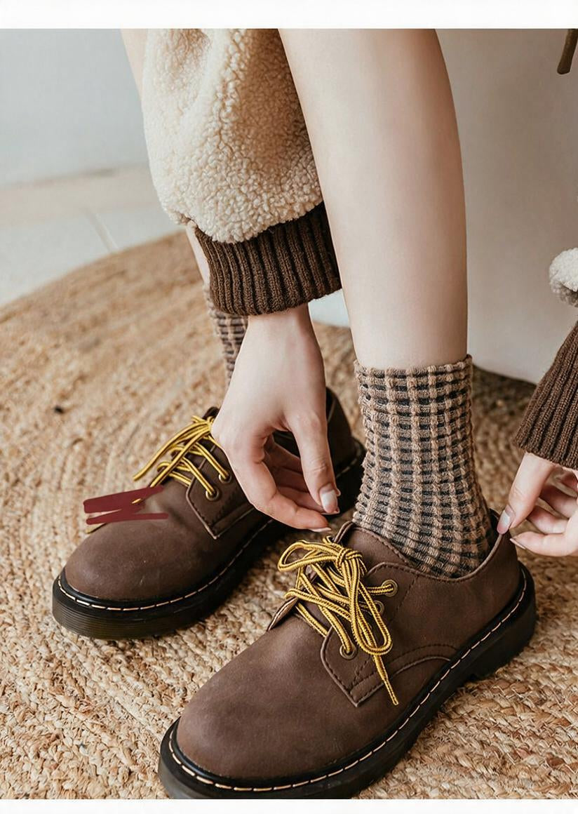 Waffle Check Contrast Toe Socks