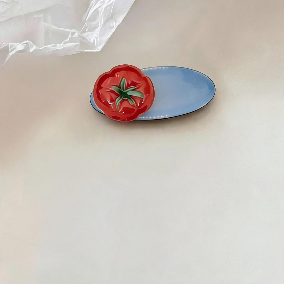 Tomato Gingham Hair Clips