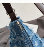 Frayed Star Denim Slouch Bag