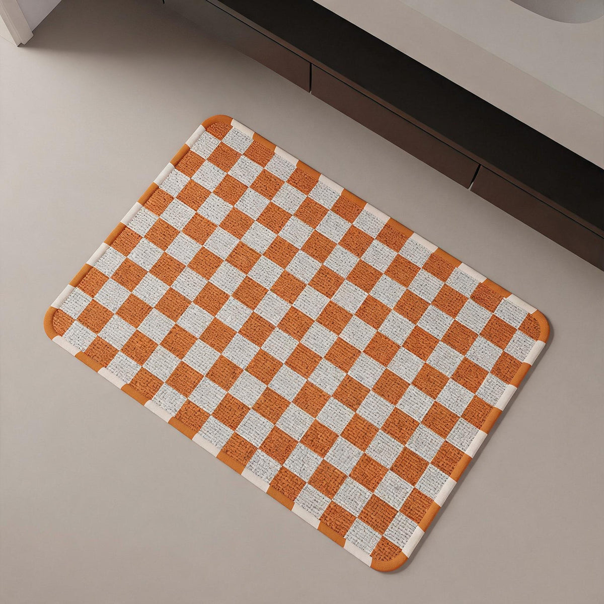 Chequer Print Quick-Dry Bath Mat