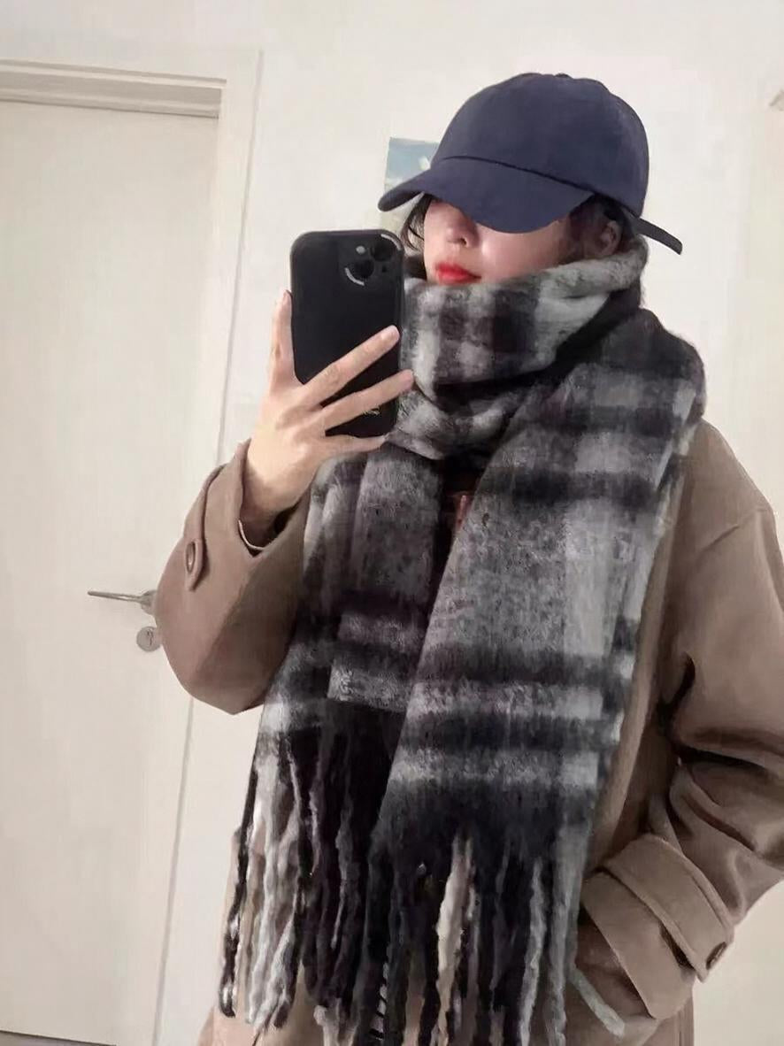 Fringed Twill Blanket Scarf