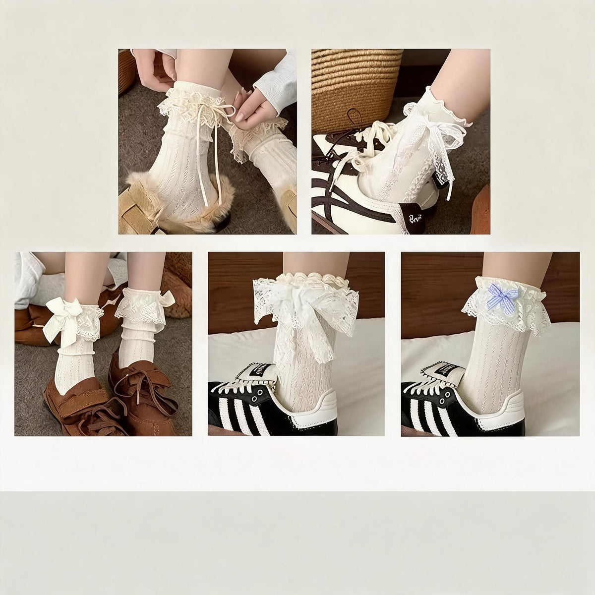 Lace Frill Bow Crew Socks