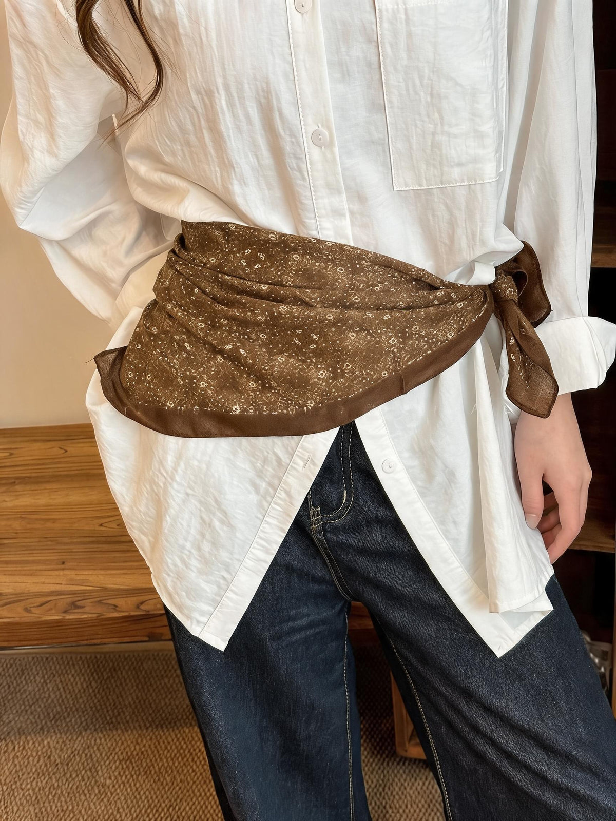 Airy Cotton Linen Square Scarf