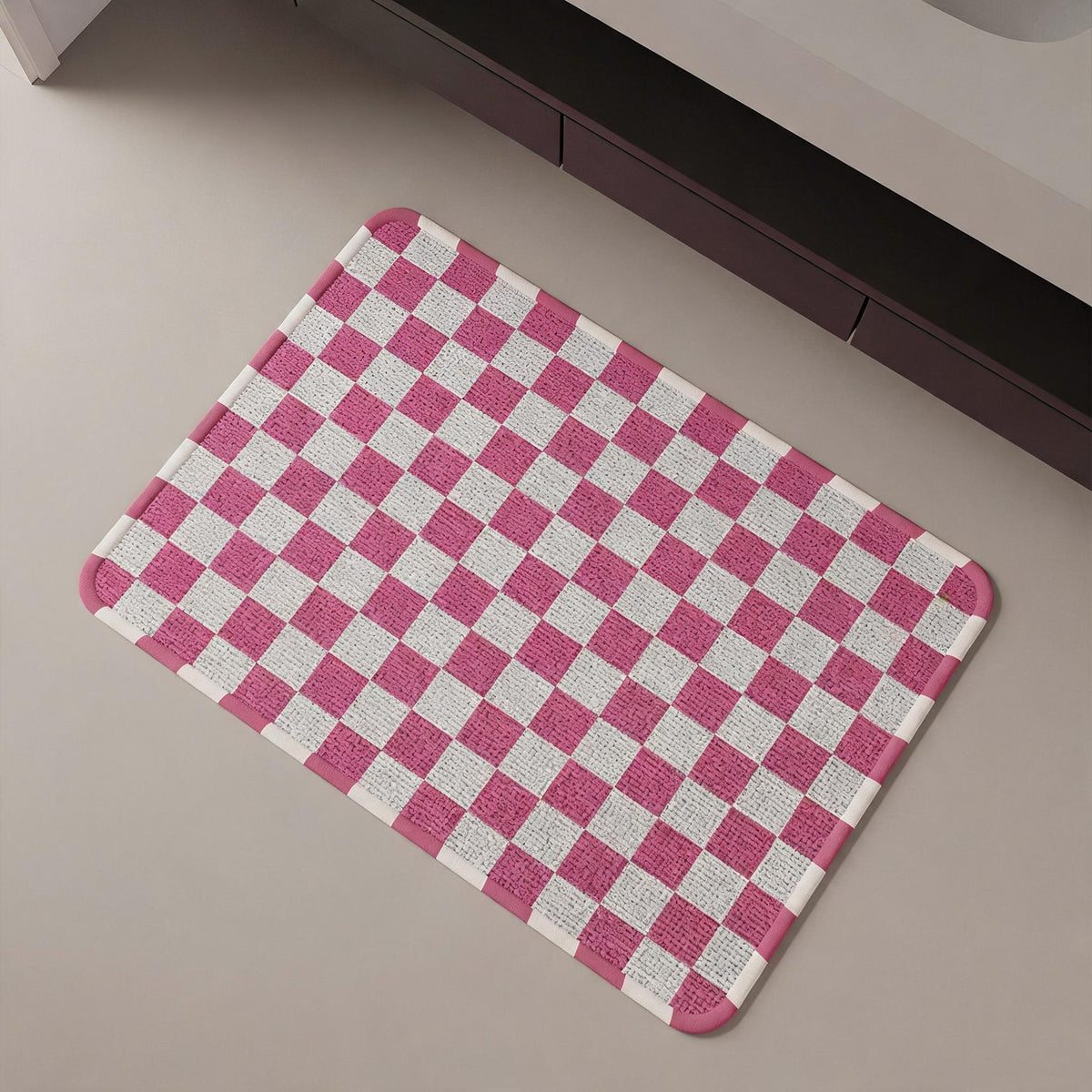 Chequer Print Quick-Dry Bath Mat