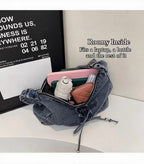 Corset Bow Denim Shoulder Bag