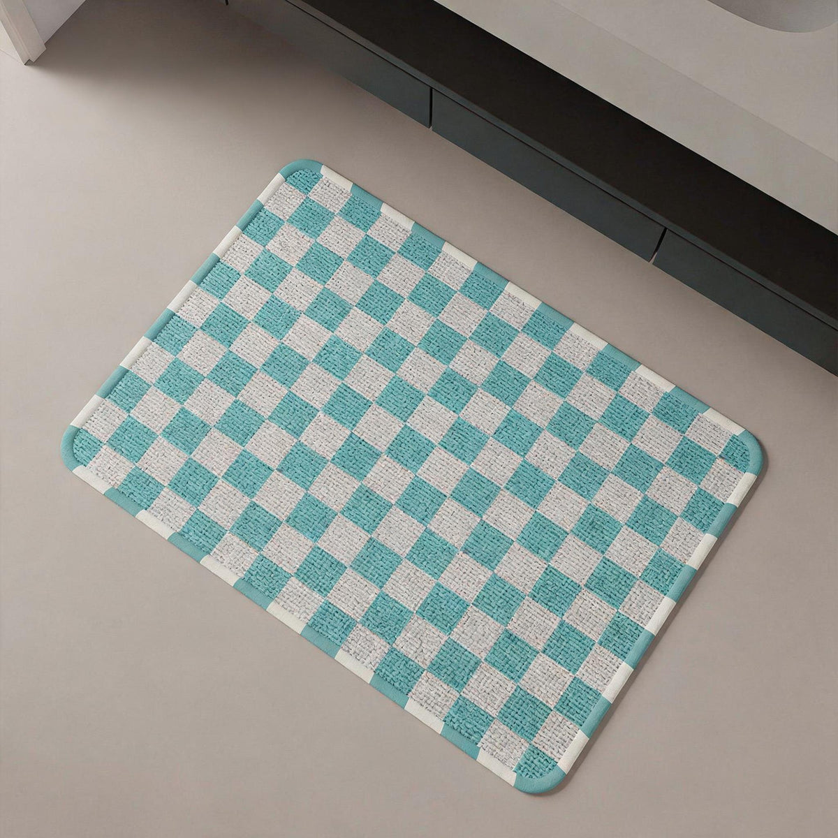 Chequer Print Quick-Dry Bath Mat