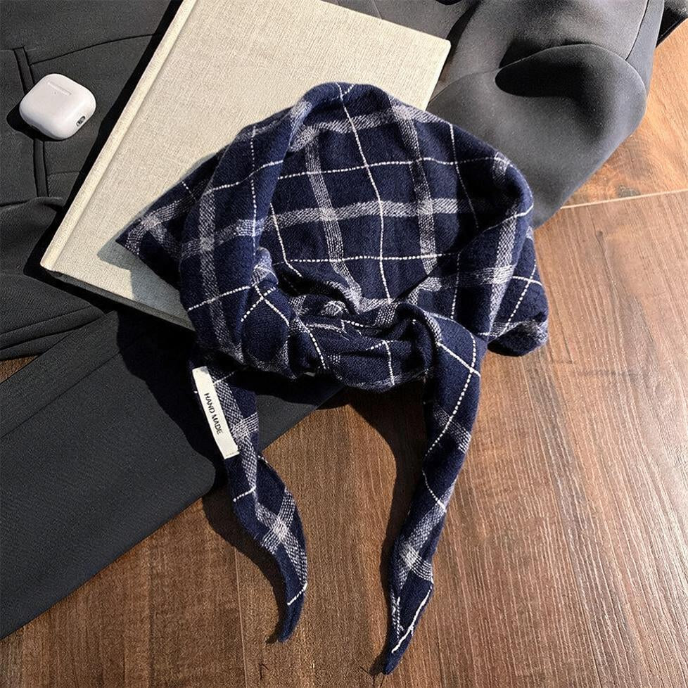 Windowpane Check Triangle Scarf