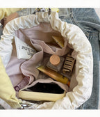 Puffy Handle Drawstring Bucket Bag