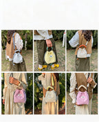 Puffy Handle Drawstring Bucket Bag