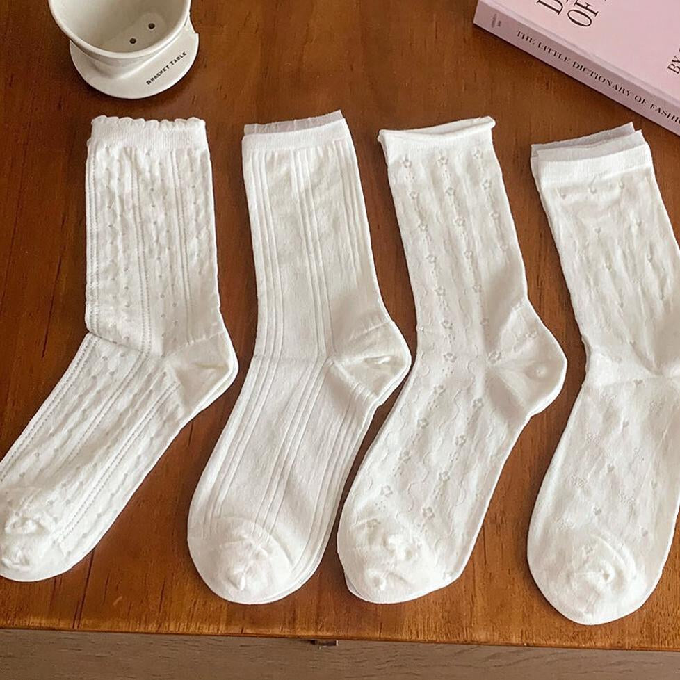 Ruffle Cuff Pointelle Ballet Socks
