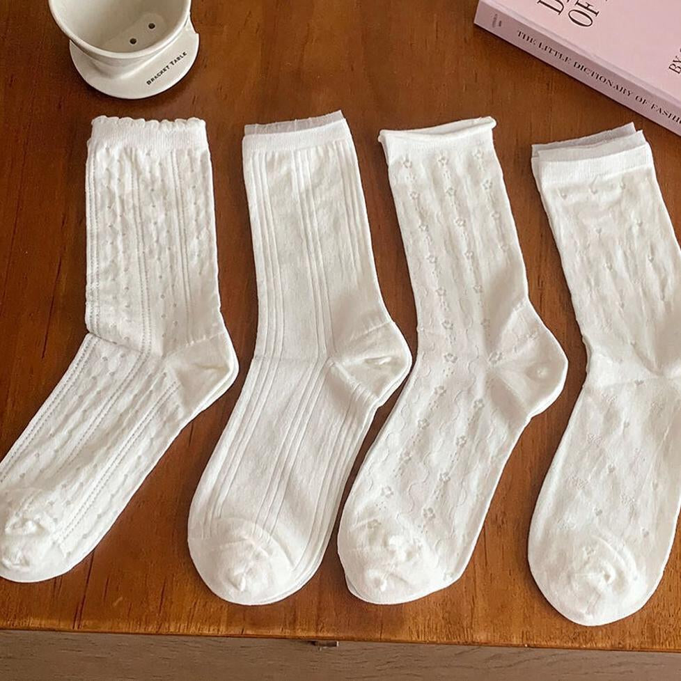 Ruffle Cuff Pointelle Ballet Socks