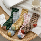 Waffle Check Contrast Toe Socks