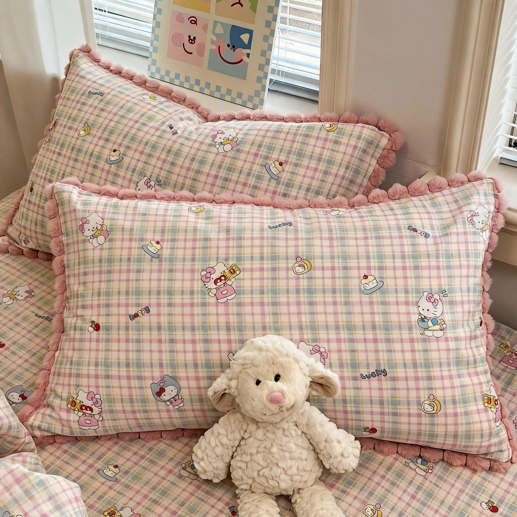 Pompom Edge Cartoon Pillowcase