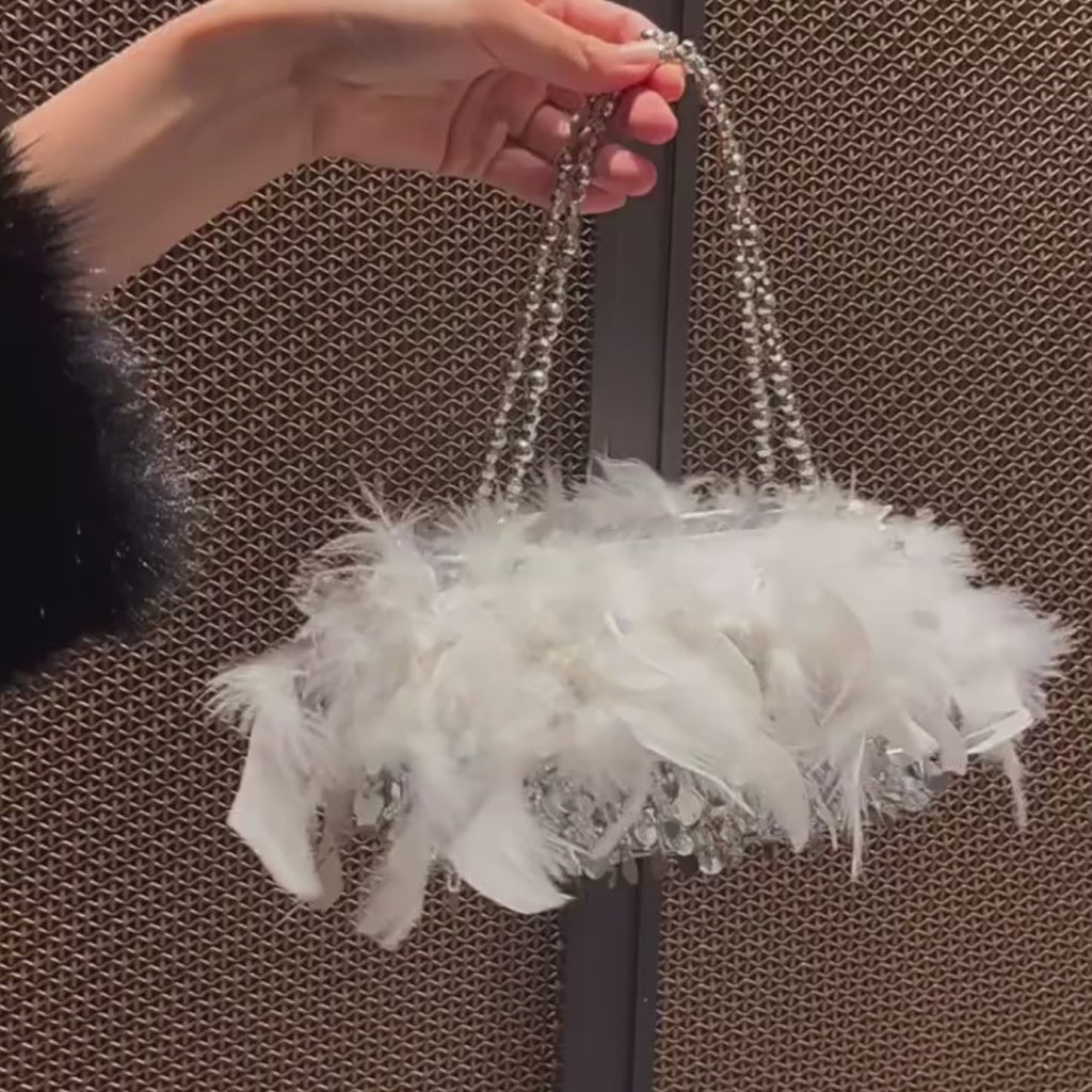 Sequined Feather Evening Bag