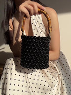 Bamboo Pearl Beaded Bucket Bag