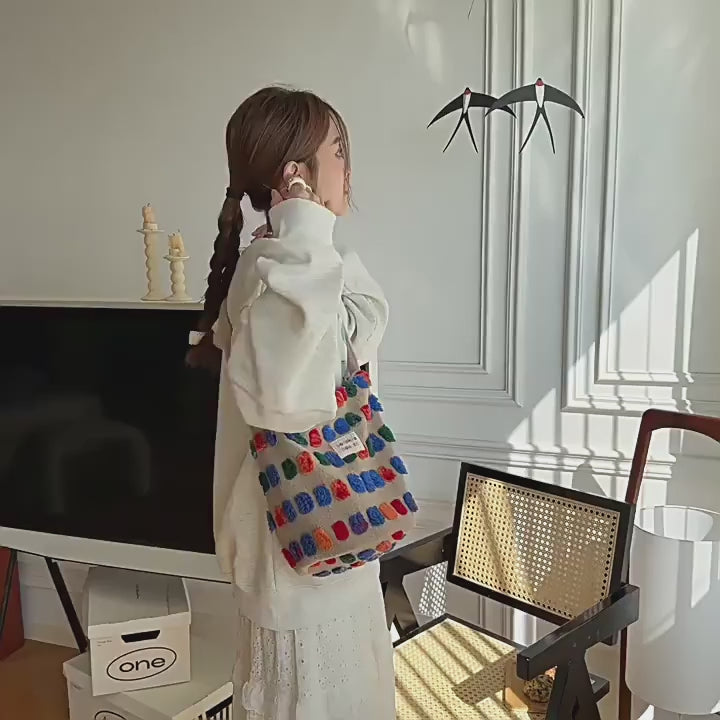 Plush Bucket Shoulder Bag